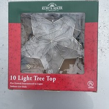 Kurt Adler Star Topper Christmas Tree Decoration Silver Light Up Indoor