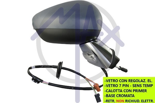 SPECCHIO SPECCHIETTO RETROVISORE ELETTRICO DESTRO PER CITROEN C3 2010 AL 2016
