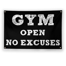 GYM Open No Excuses Motivational Gym Flag Home College Dorm