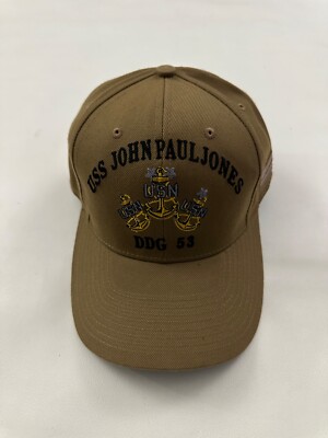 USS John Paul Jones DDG 53 Logo The Corps Beige Baseball Cap Hat One Size