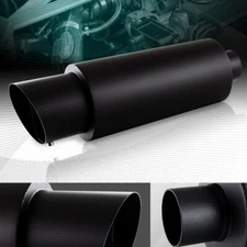 4" N1 SLANT TIP 2.5" INLET BLACK STAINLESS T304 RACING EXHAUST MUFFLER+SILENCER