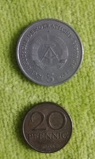 DDR M&uuml;nzen 1x  5 Mark 1971 A  Brandenburger Tor Berlin, 1x 20 Pfennig 1969