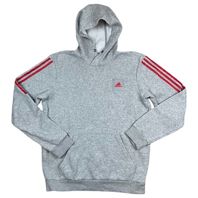 Adidas Hoodie Womens Medium Gray Red Patch Sport Style