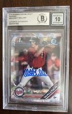 Matt Wallner Auto Signed 2019 Bowman Draft Sapphire #BDC-6 Beckett Auto Grade 10
