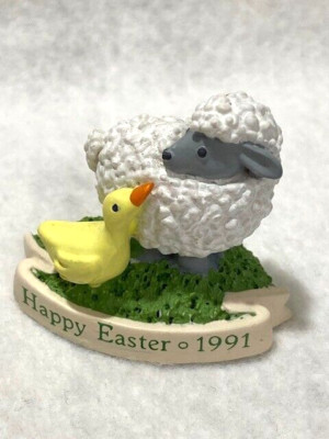 Hallmark Merry Miniatures Happy Easter 1991 Sheep & Duck Friends Figurine
