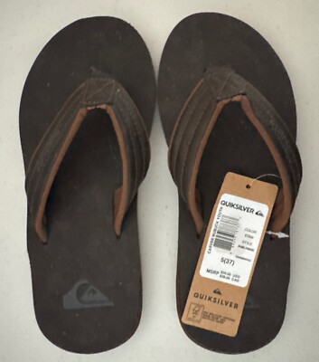 Quicksilver Boys Brown Carver Nubuck Youth Size 5 Slippers - New with Tag