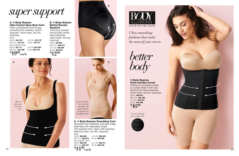 Avon Hook and Eye Corset Black Body Illusions Waist Trainer Training  Cincher XL