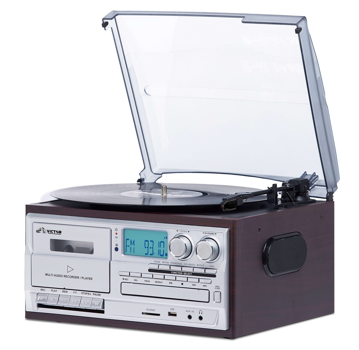 Victor Cosmopolitan 8-in-1 Turntable Music Center w/ 3-Speed