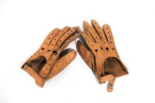 Vintage Leder Damen Fahrhandschuhe braun Grandoe