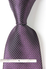 New Classic Polka Dot Purple Silver JACQUARD WOVEN 100 Silk Men's Necktie Tie