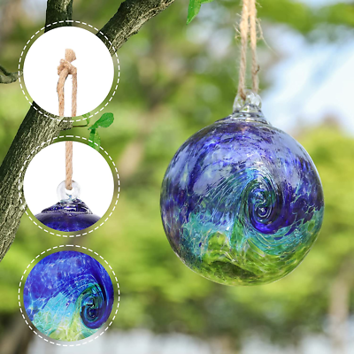 Hand Blown Glass Ornament Teal Suncatcher Witches Ball