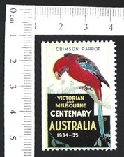 Australia Victoria & Melbourne Centenary 1934-35 poster stamp CRIMSON PARROT&nbsp;GUM