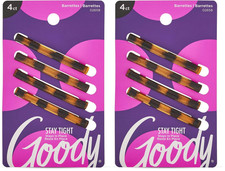 Stay Tight Hair Barrettes, 4 Ct, Mock Tort, Slideproof Flat Clips, Comfortable 