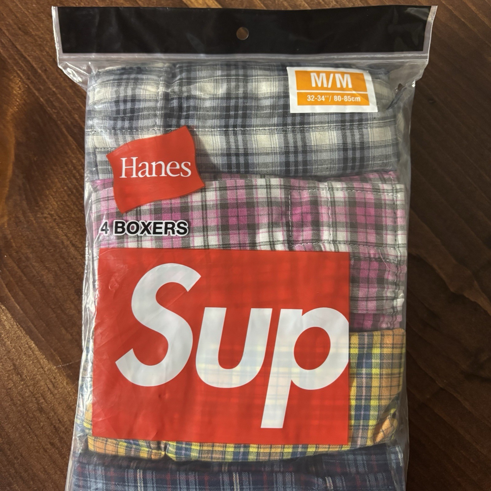 Supreme / Hanes Plaid Multicolor Boxers (4 Pack) (Size Medium) New In Plastic 2