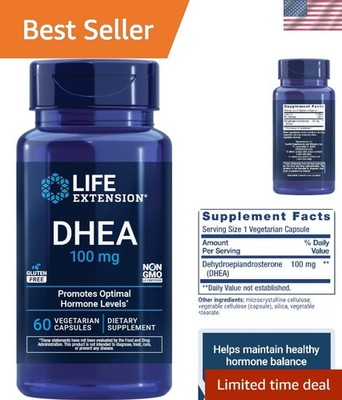 DHEA 100 Mg Vegetarian Capsules - Support Bone & Brain Health, 60 Count