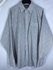 Wrangler Western Shirt Mens XL White Geometric Cowboy Pearl Snap Long Sleeve USA
