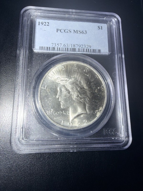 1922 Peace Silver $1 Dollar Coin PCGS MS 63