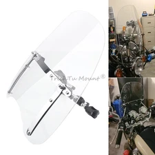 17"Clear Windshield +Bracket For Harley Honda Yamaha Suzuki 7/8-1" Handlebars