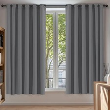 Deconovo Thermal Insulated Extra Wide Grey Curtains 90x54 Inch Drop Energy Savin
