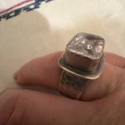 Vintage Silpada Sterling Silver Hammered Rock Crystal Band Ring Size 8