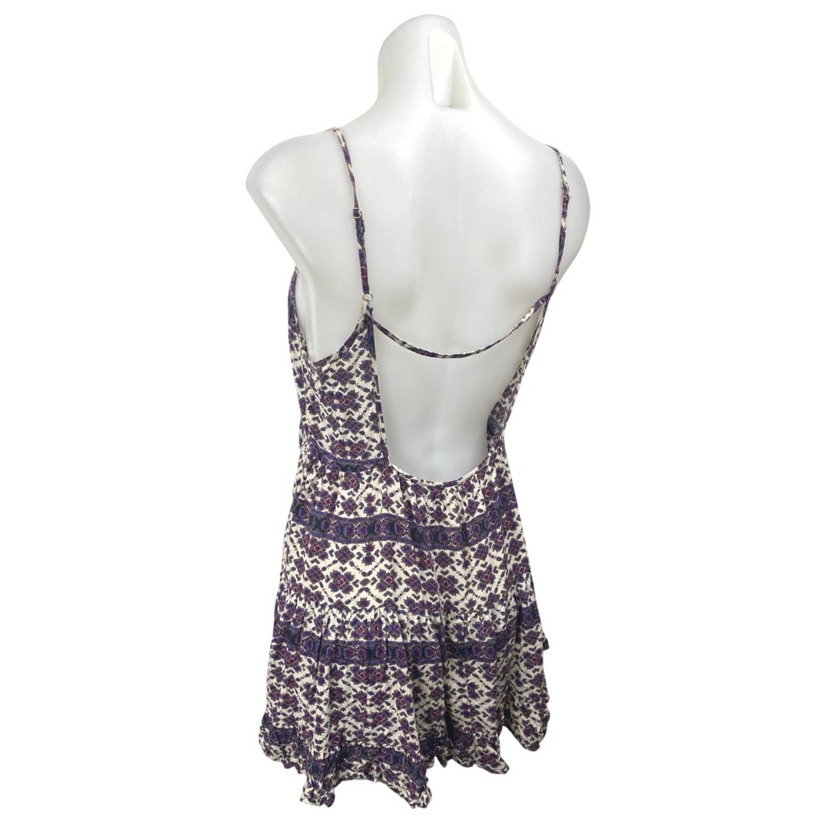 Brandy Melville Jada Purple Floral Sleeveless Open Back Cami Tank Swing  Dress OS