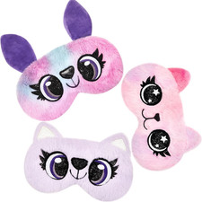3 Pcs Sleep Mask for Kids, Girls Plush Sleeping Eye Cover Soft Eye Blindfold Cov