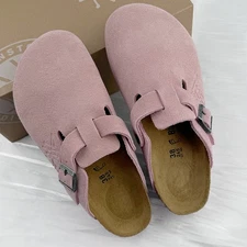 Birkenstock Boston x Stussy Pink Suede Leather Unisex Clog Shoes Wide Size