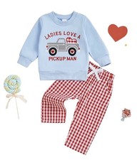 Toddler Boys 2 Piece Valentine Outfit  Ladies Love A Pickup Man  Size 3/4 Years