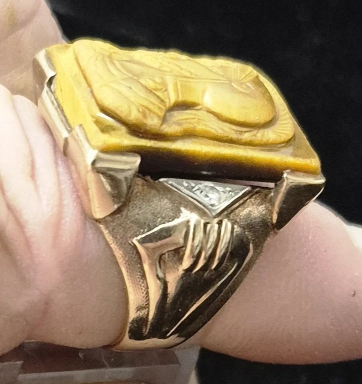 实心 10KT MASTERPIECE RAISED 2X Warrior 雕刻-手工雕刻尺寸 11.03 GM — 第 4/4 张图片