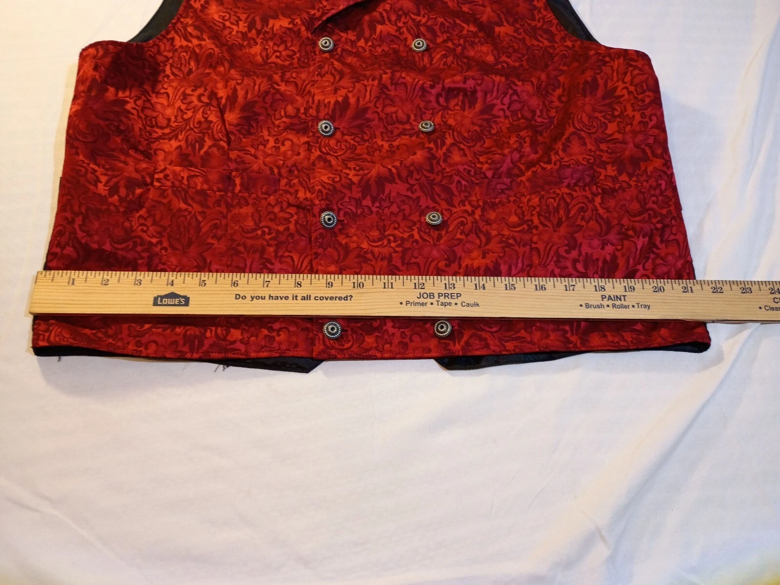 Wah Maker Vintage Red Brocade Vest Made in USA Medium - product detail image 5