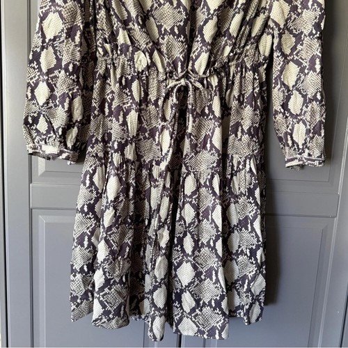 Rebecca Minkoff Vanessa Snake Print Dress, Ecru Gray, M - Picture 5 of 15