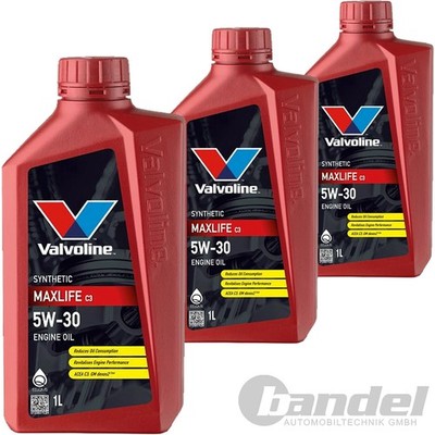 3x1L VALVOLINE MAXLIFE C3 5W30 MOTORÖL passend für BMW LL04 MB 229.51/.31 VW 502