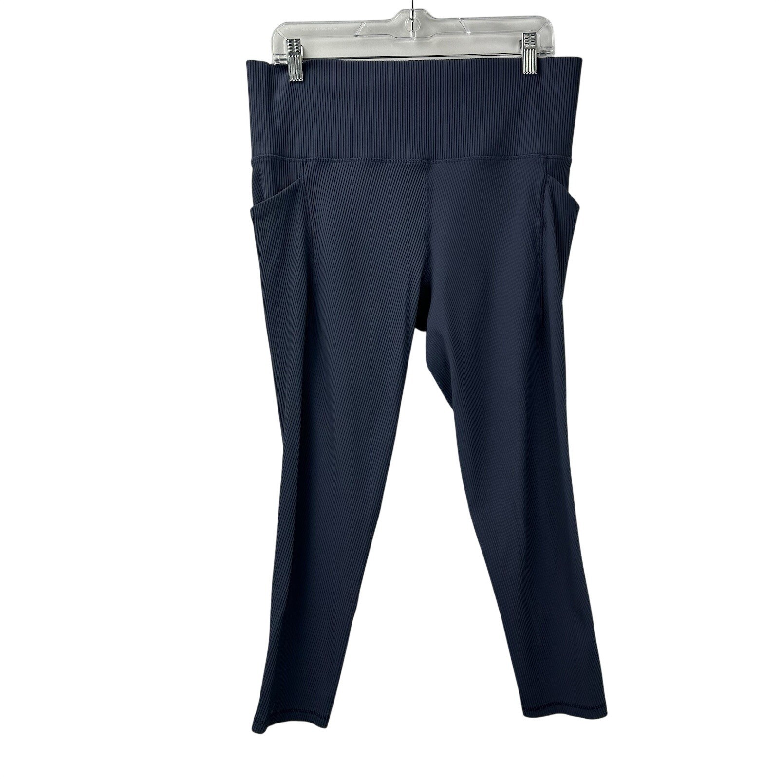 Athleta Womens 1X Chaturanga High Rise 7/8 Tight Leggings Blue Textured Pocket