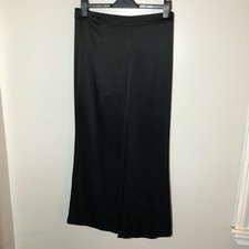 St. John wide leg shiny satin trousers dressy pants black womens 8 mature fancy