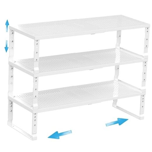 Expandable Spice Rack Kitchen Cabinet Shelf 3 PACKS/WHITE/LARGE White-image