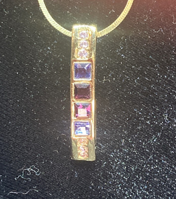 Lia Sophia  Ultra Violet  Purple Cut Crystals Gold Tone Pendant Necklace