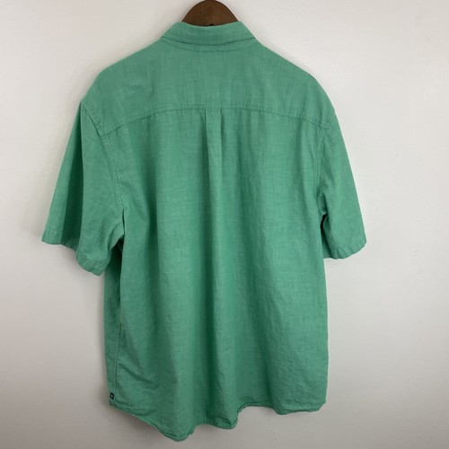 Chaps Washed Chambray Shirt Mens 2XL XXL Green Short Sleeve Button Down Cotton - Picture 2 of 14