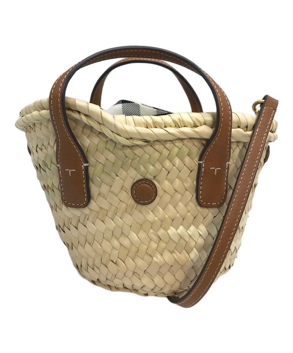 ★TORY BURCH★Ella Straw Micro Basket かごバッグ【完売前に】 Tory Burch Ella Straw Mini Basket Basket Bag Brown Mini Bag