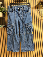 Old Navy Girls 10 High-Rise Super Baggy Wide-Leg Blue Denim Jeans Pockets
