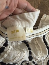 Maeve by Anthropologie Embroidered Cotton Skirt Ivory Black US 8 Women