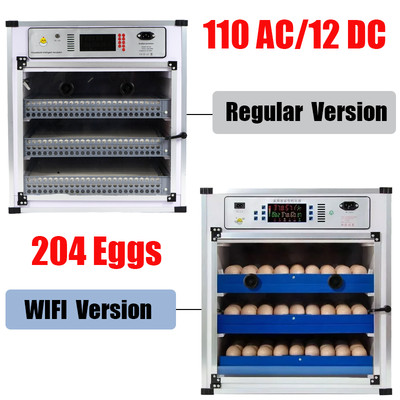Dual Electric 110V/12V Intelligence Eggs Incubator with WIFI 204 Eggs Hatching 