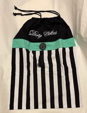 Striped Cotton Drawstring Laundry Bag Black White Green Tote Style