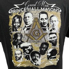 Free Masons Great Men Prince Hall Masons Black T Shirt GILDAN Men's LARGE