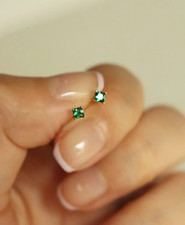 1Ct Round Cut Simulated Emerald 14k Yellow Gold Plated Elegant Tiny Stud Earring