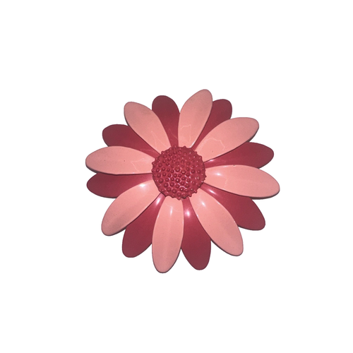 Große Vintage Mod Rosatöne Emaille Blumen Brosche Retro Lagenlook Flower Power