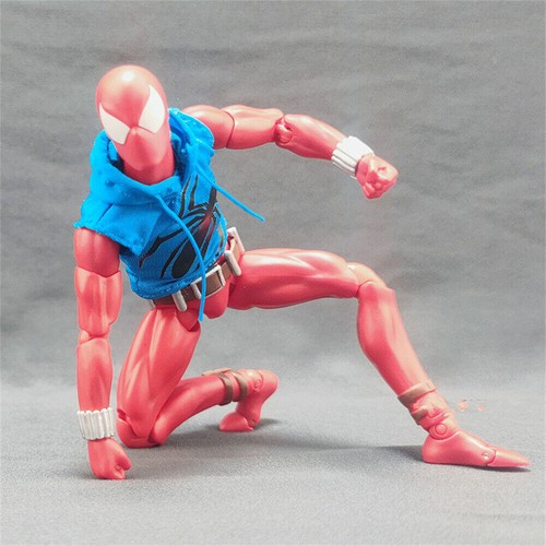 1:12 Spider Man Scarlet Hooded Top Coat Vest For 6" Male Soldier Figure Body Toy - Picture 6 of 10