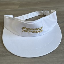 Vintage Boeing 737-500 Airplane Visor Hat Embroidered Logo White With Gold