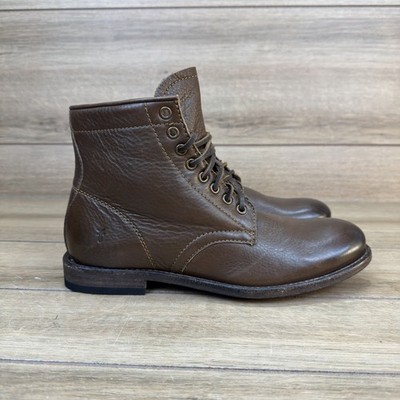 Frye Tyler Flex Lace-Up Vintage Leather Ankle Boots Mens Size 8 Dark Brown NWOB