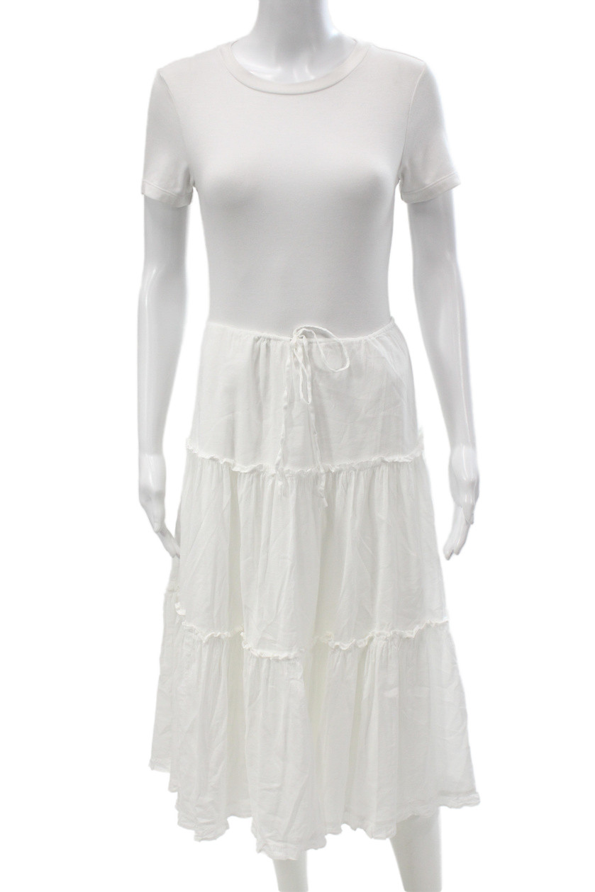 Reformation Women T-Shirt Dress White Crewneck Short Sleeve Knee-Length Size XLFree Shipping in US $100+ Orders | $6.95 Orders Below