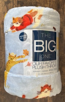 Kohls The Big One Playful Autumn Cats Oversized Plush Throw 5x6ft Fleece Blanket